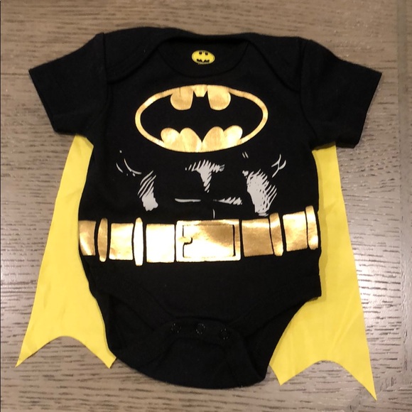 DC Comics Other - Black Batman onesie with yellow cape NWOT sz 0-3